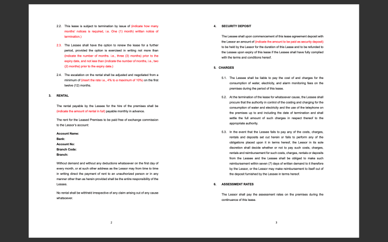 Lease Agreement (long form). Residential